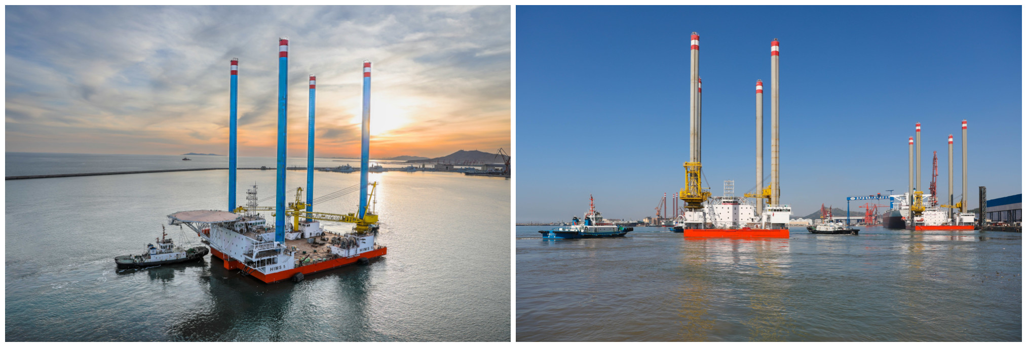 渤船重工建造的華科1號、2號自升助航式作業(yè)平臺命名交工