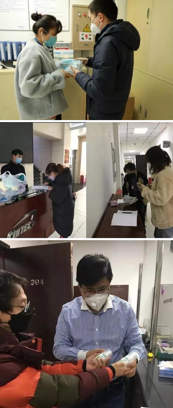 發(fā)放防護物資：口罩、手套、消毒液、洗手液
